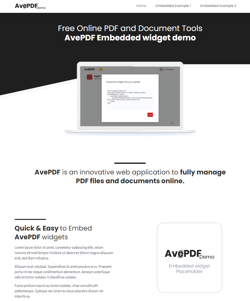 AvePDF Embed Hyper Compress Widget
