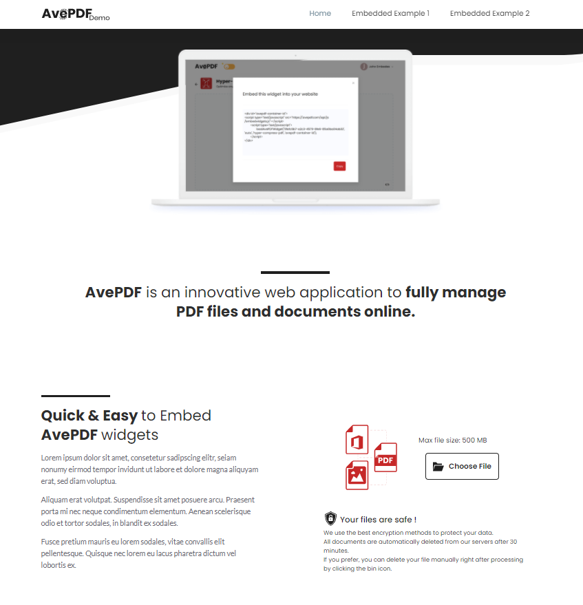 AvePDF Embed Hyper Compress Widget