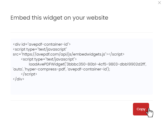 AvePDF Embed Hyper Compress Widget