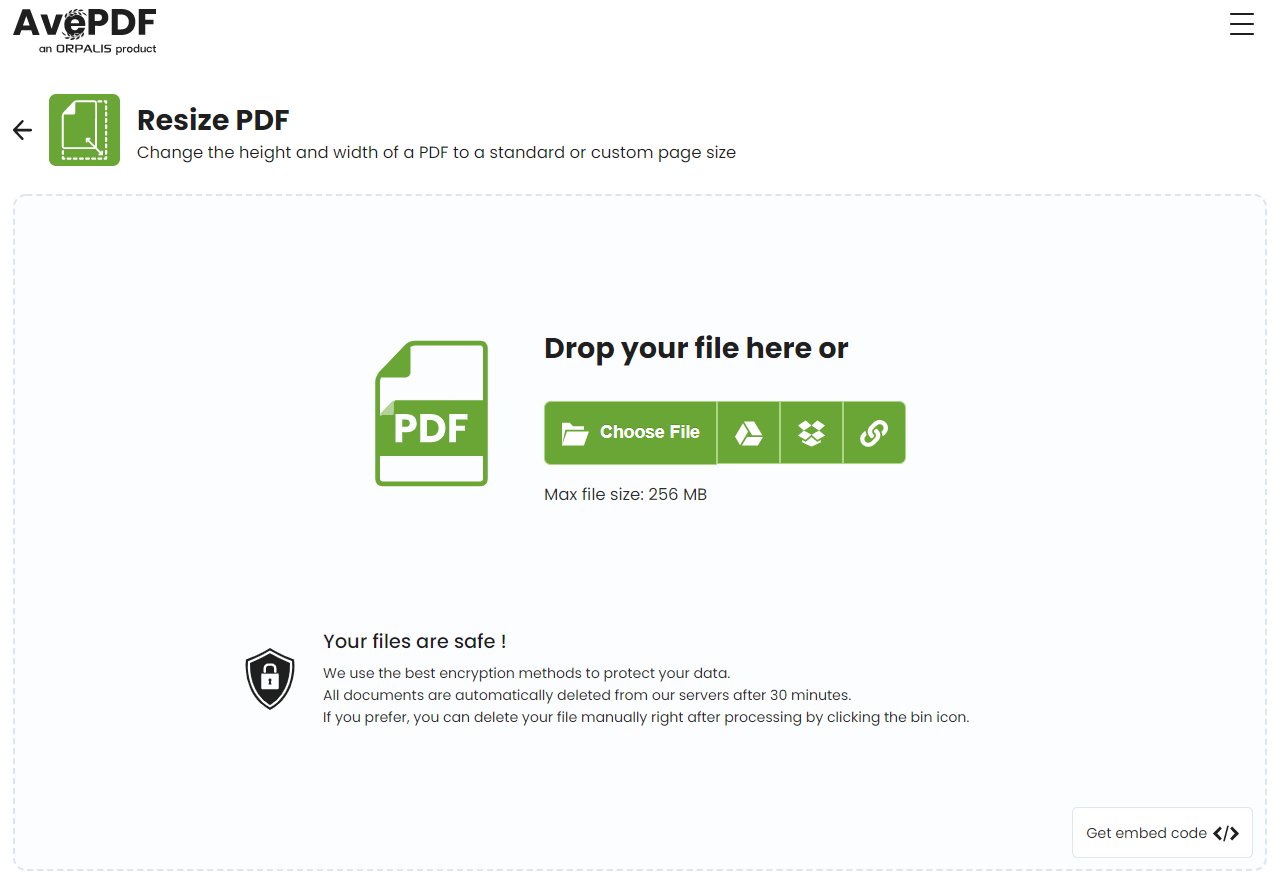AvePDF Resize PDF