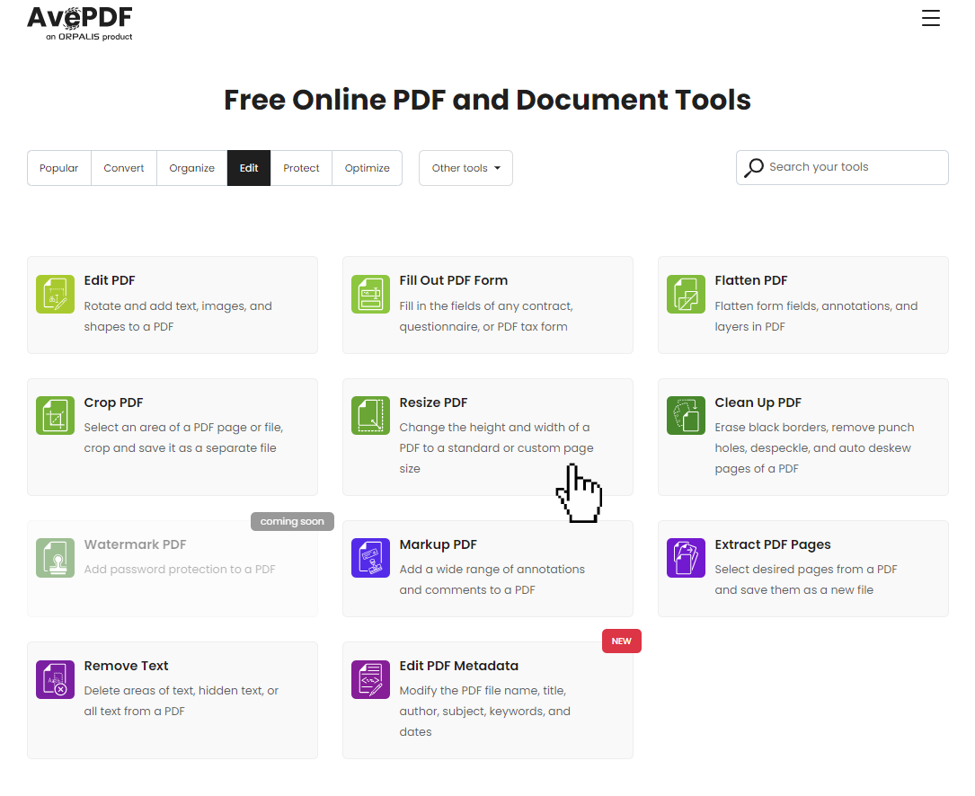 resize pdf online