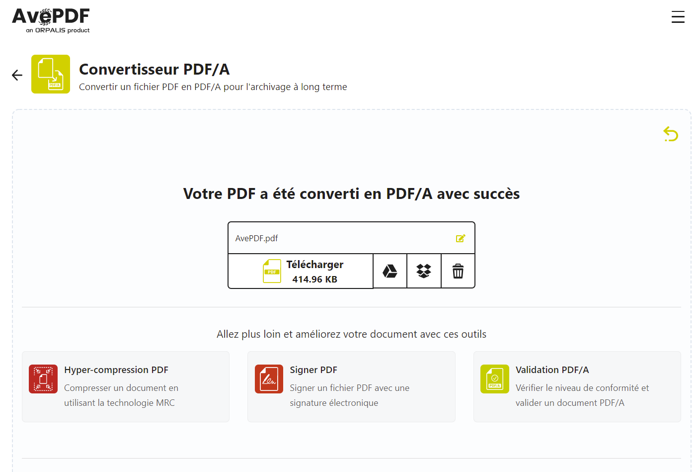 AvePDF Convertir PDF en PDF/A