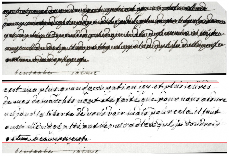 Redacted letter of Marie-Antoinette to the Fersen Count